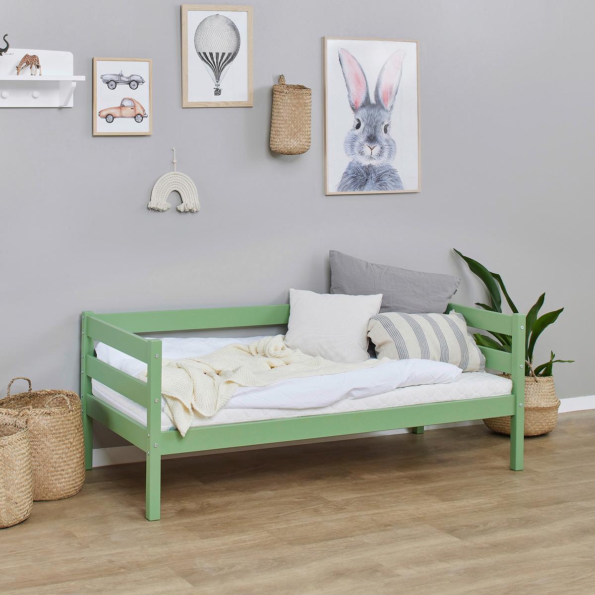 Kinder-/juniorbett Grün, Lf: 70x160 Cm - Kieferfarben/Grün, MODERN, Holz (70/160cm) - MID.YOU