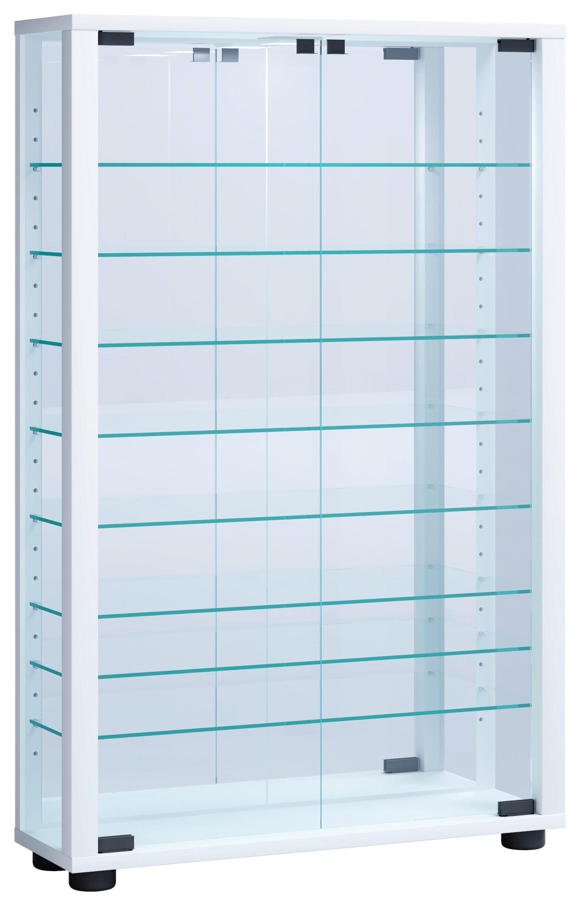Vitrine Lumo Weiß B: 59 cm - Schwarz/Weiß, MODERN, Glas/Holzwerkstoff (59/91,3/18cm) - MID.YOU