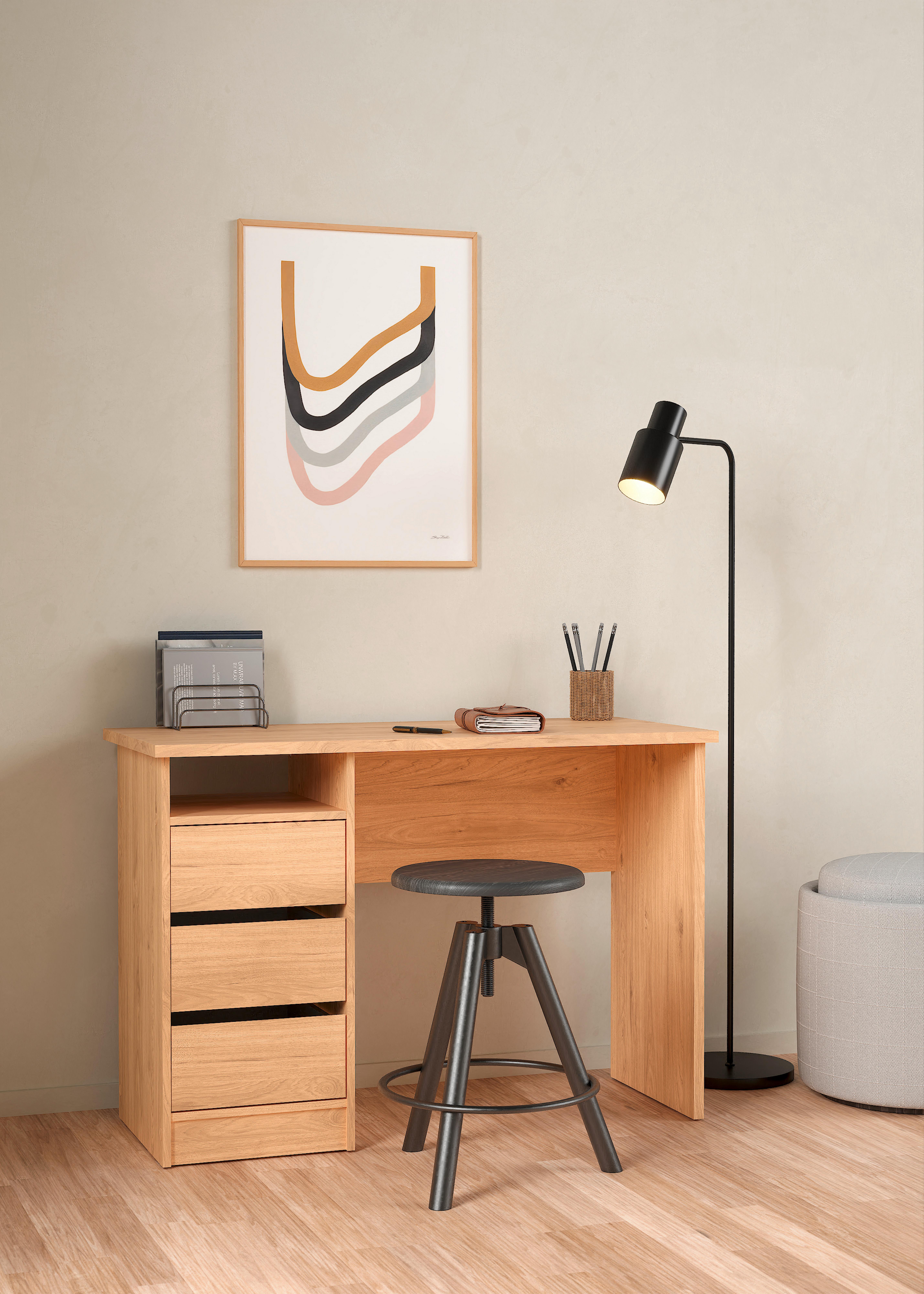 Schreibtisch Function Plus Eichefarben, L: 110 cm - Eichefarben, MODERN, Holzwerkstoff (110/48,5/76cm) - MID.YOU