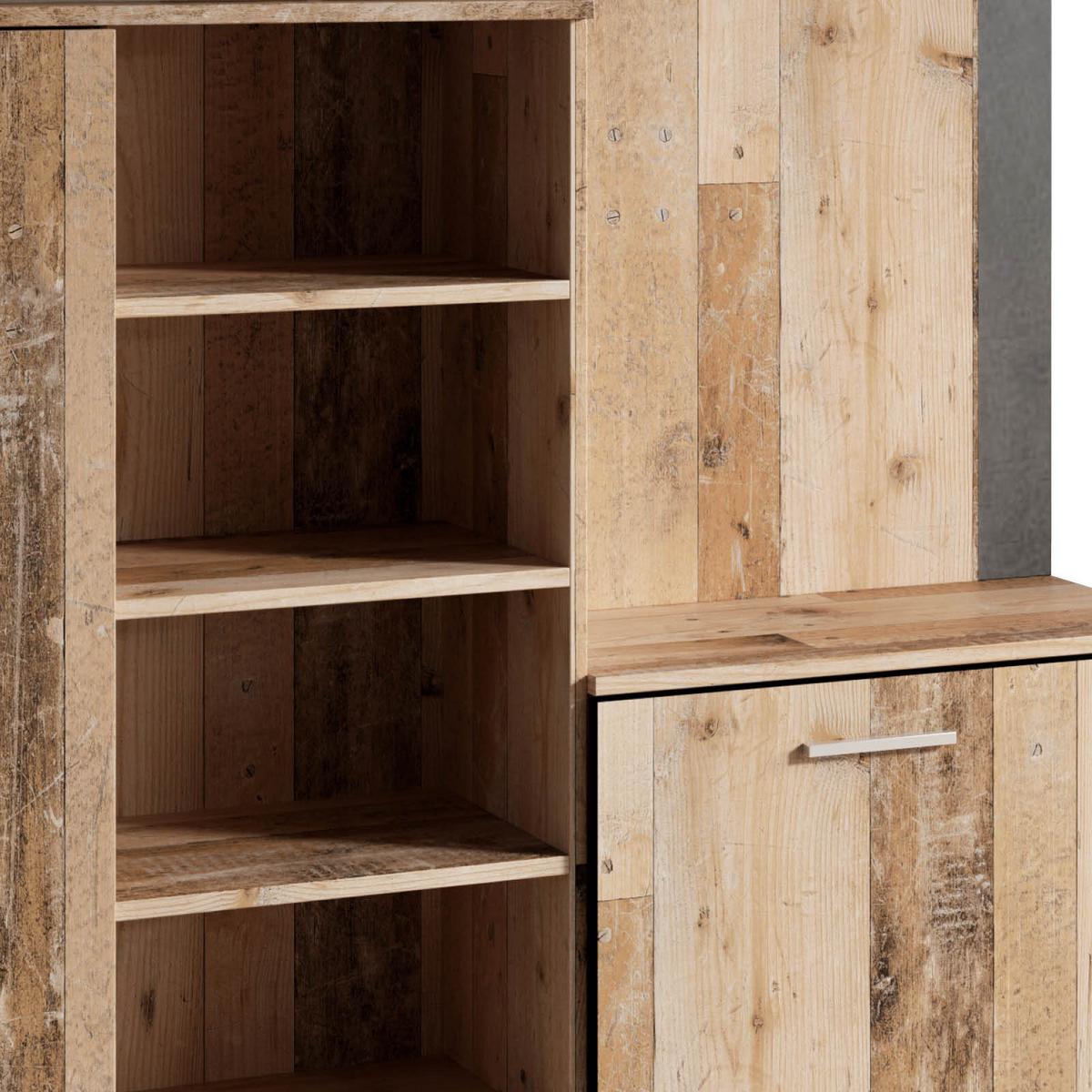 Garderobe Barry Old Wood / Anthrazit B 150 Cm Mit Spiegel - Anthrazit/Naturfarben, Basics, Holzwerkstoff (150/190/32cm)