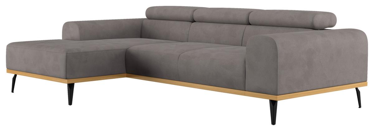 Ecksofa Grau Mit Sitzvorzug S: 157x244 Cm - Schwarz/Grau, KONVENTIONELL, Textil (157/244cm) - Cotta