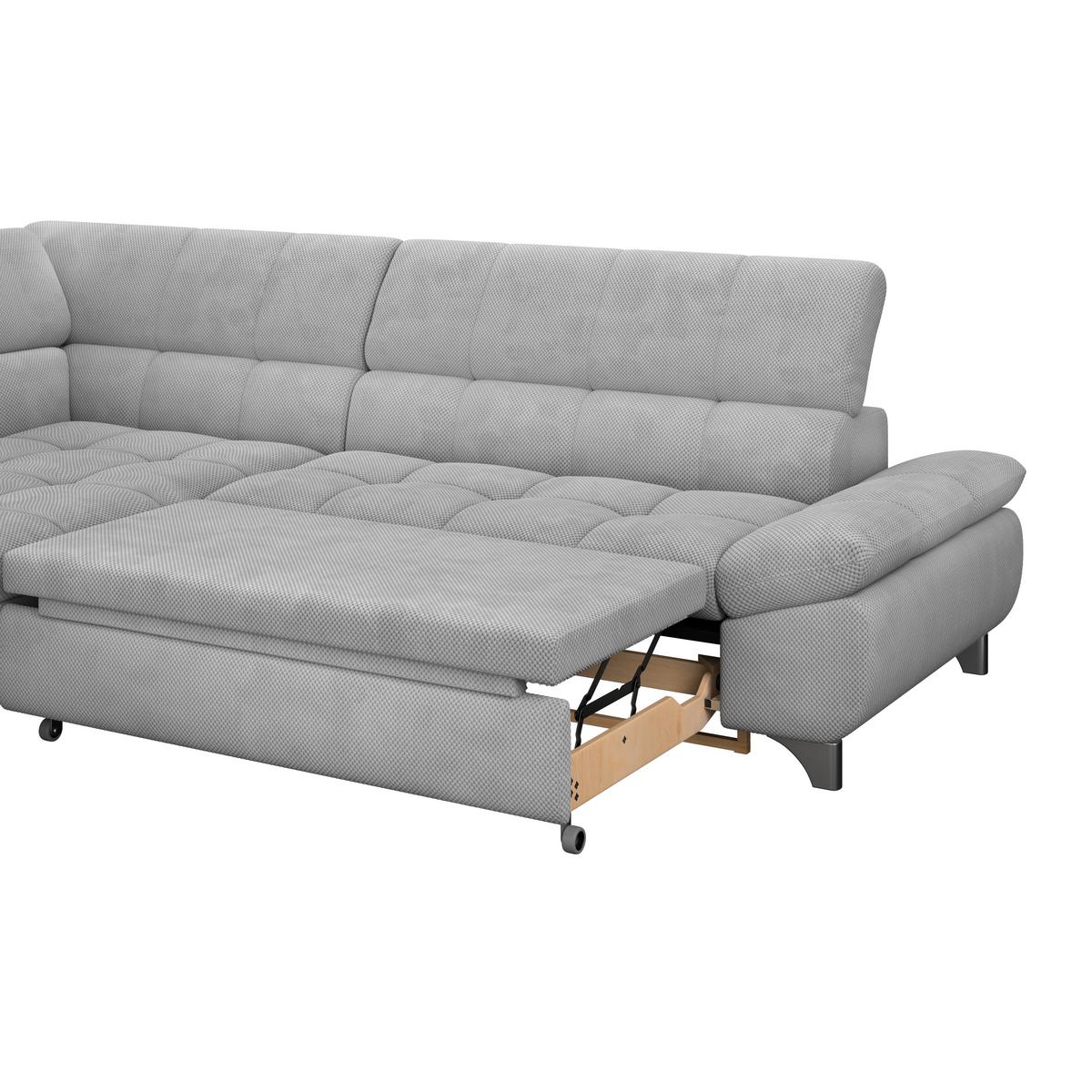 Ecksofa Gemini Hellgrau, B: 234cm - Chromfarben/Hellgrau, KONVENTIONELL, Textil (234/312cm)