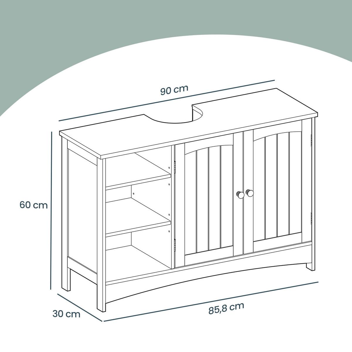 Waschbeckenunterschrank Washbasin Cabinet - Grau, MODERN, Holzwerkstoff (90/60/30cm) - MID.YOU