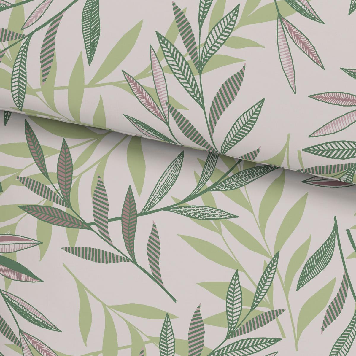 POSTEĽNÁ BIELIZEŇ STITCHED LEAVES - zelená/béžová, textil (140/200cm) - Modern Living