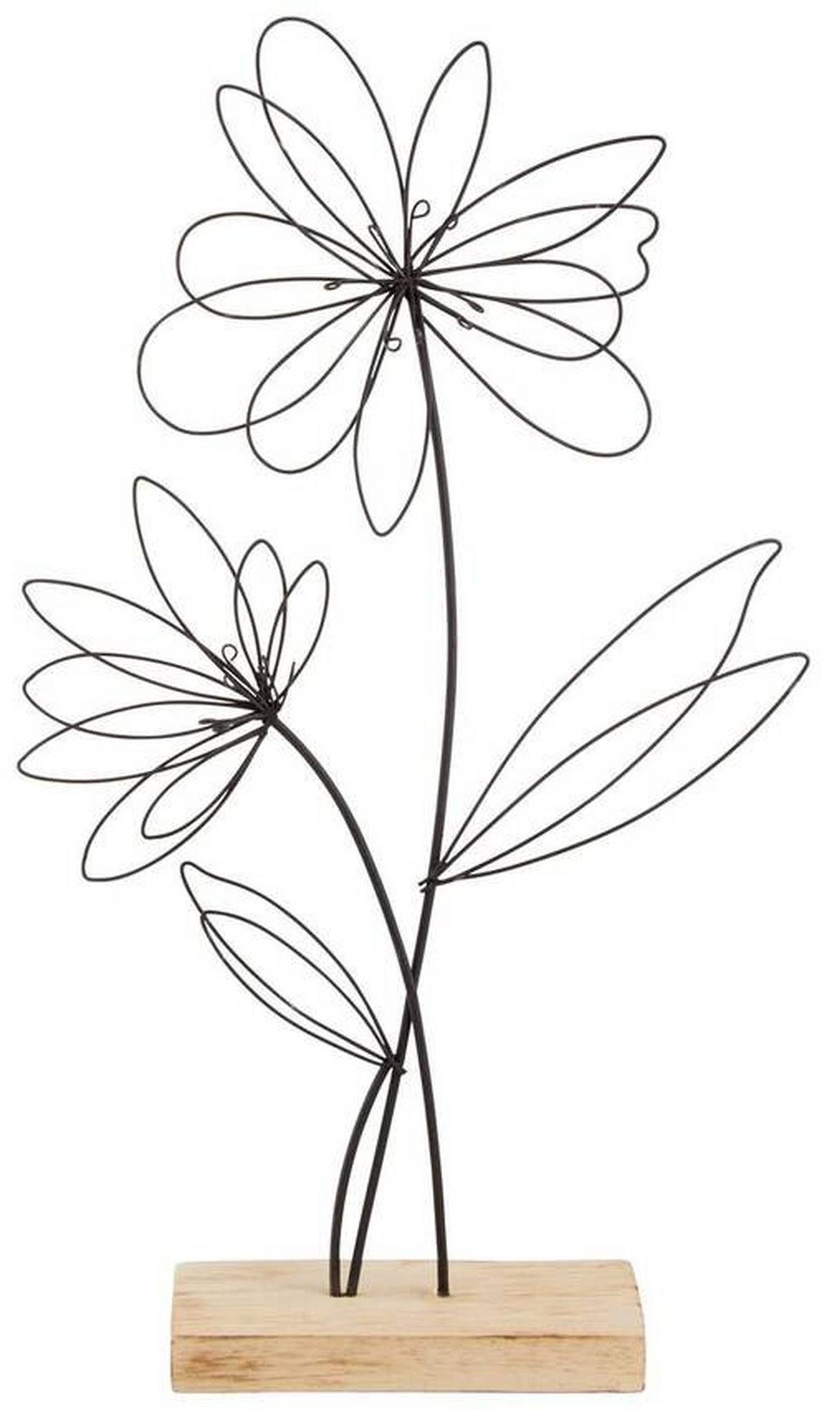 Dekoblume H: Ca. 28cm - Schwarz, MODERN, Holz/Metall (13/5/28cm)