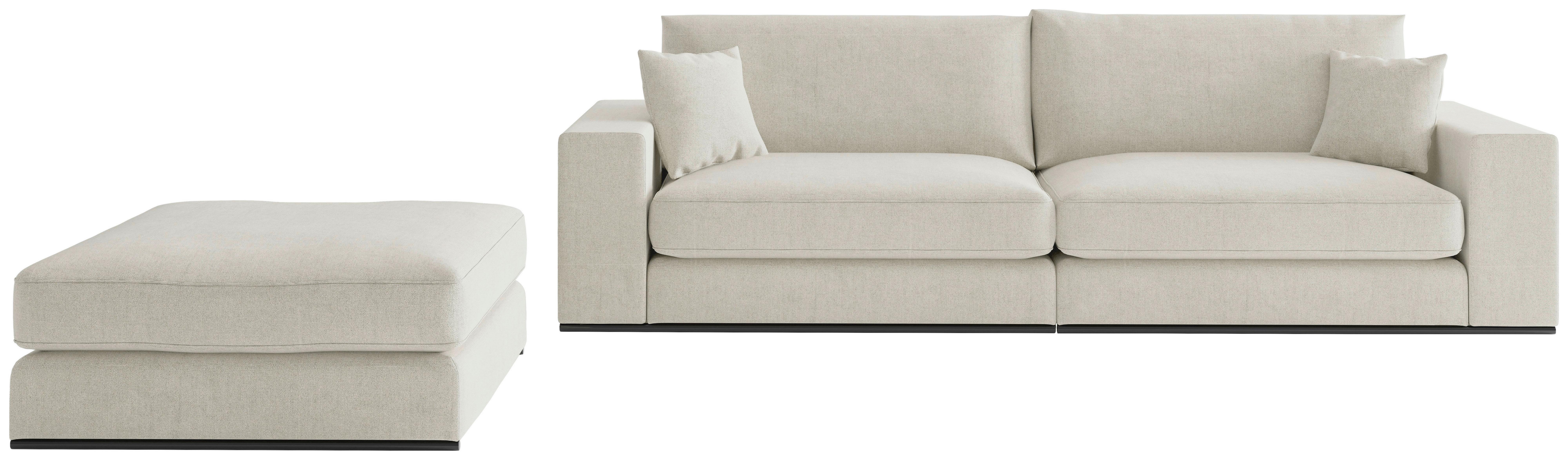 Sitzgarnitur Alberta Beige B: 139 Cm - Beige/Schwarz, Design, Holz/Textil (278/85/103cm) - Livetastic