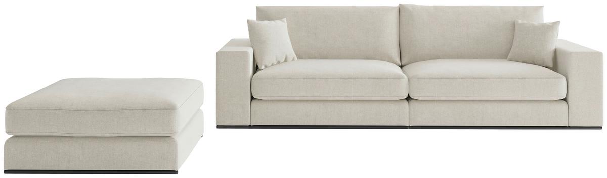 Sitzgarnitur Alberta Beige B: 139 cm - Beige/Schwarz, Design, Holz/Textil (278/85/103cm) - Livetastic