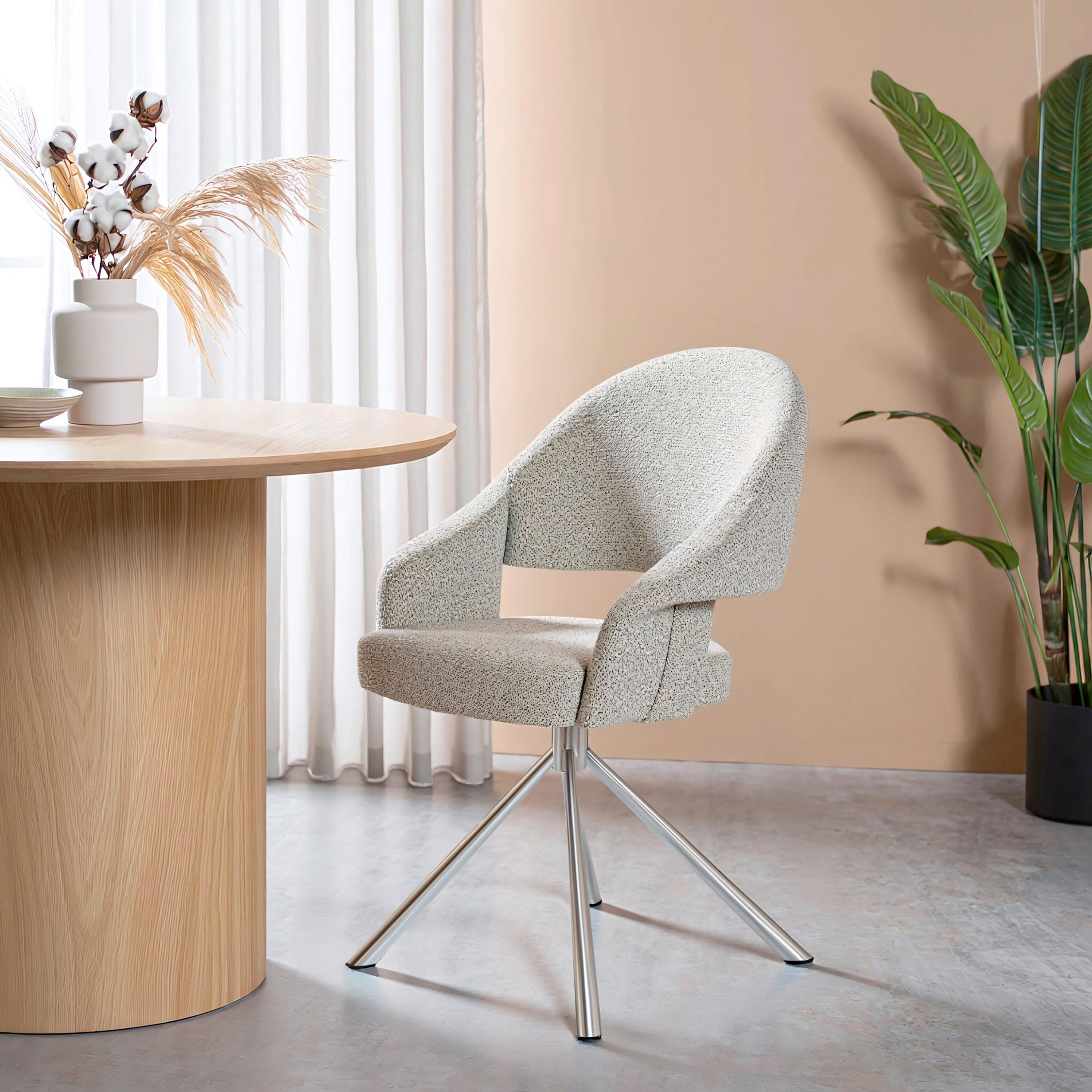 OTOČNÁ STOLIČKA PERAMA -TREND- - farba ušľachtilej ocele/pastelová zelená, Modern, kov/textil (61/83/61cm) - Mömax