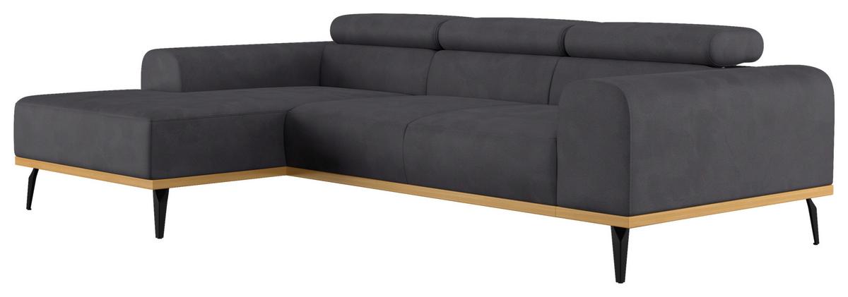 Ecksofa Schwarz Mit Sitzvorzug S: 157x244 Cm - Schwarz, KONVENTIONELL, Textil (157/244cm) - Cotta