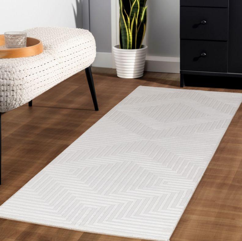 Dizajnový koberec 160 x 230 cm nízky vlas - krémový - krémová, Design, textil (160/230cm)