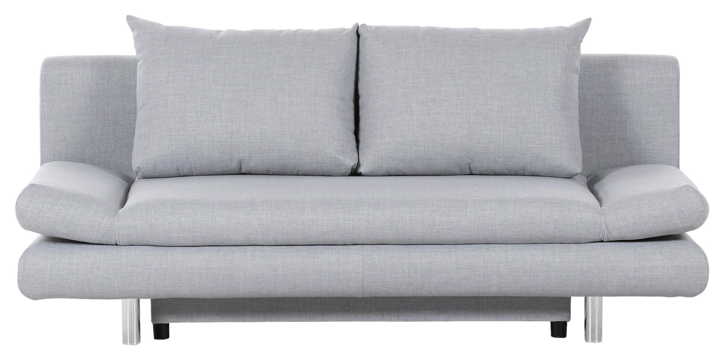 Schlafsofa Sorini, Hellgrau B: 194 cm - Chromfarben/Hellgrau, Design, Textil (194/73/91cm) - MID.YOU