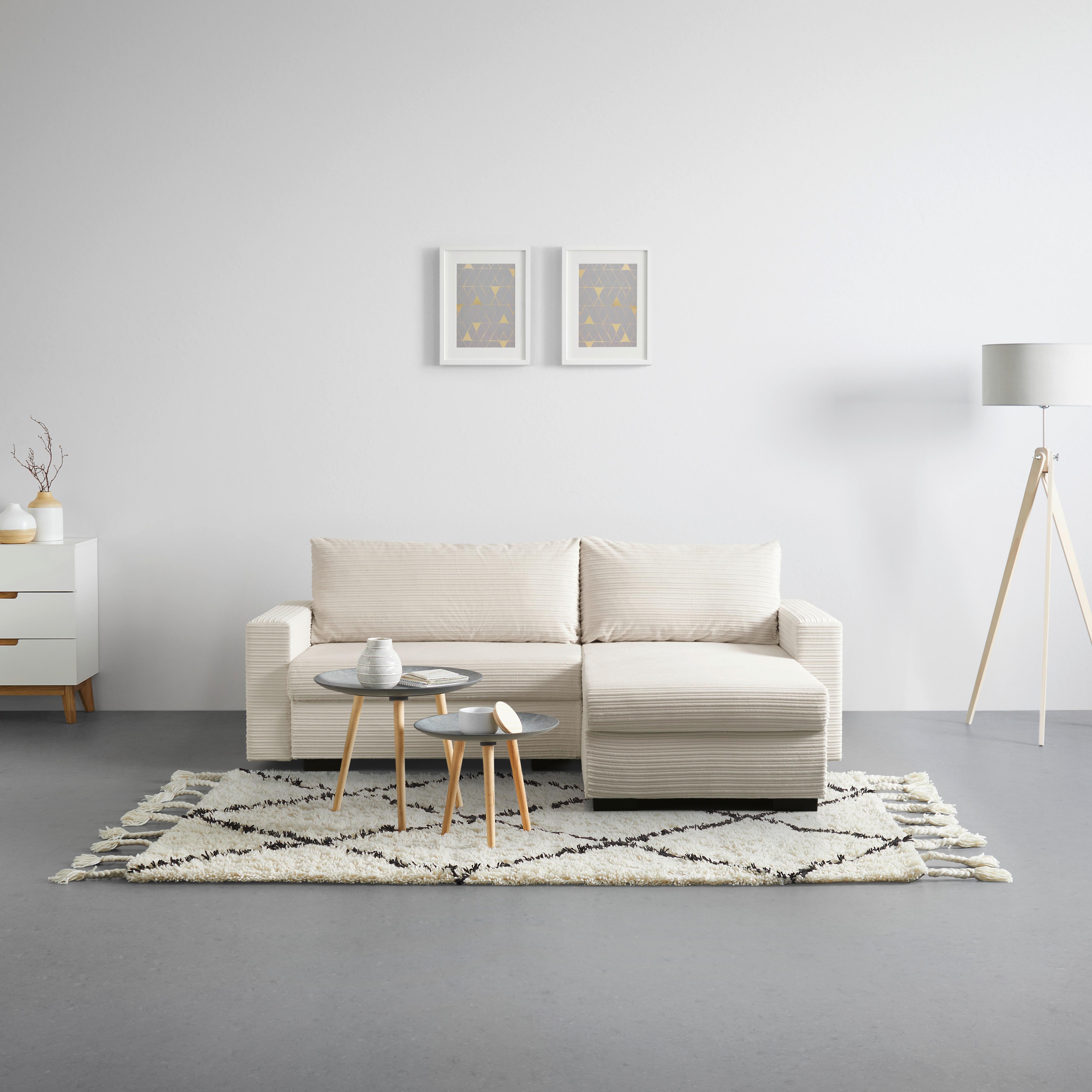 Rohová sedačka GENEVE, oboustranná, béžový manšestr - černá/béžová, Konvenční, textil/plast (225/86/167cm) - Mömax