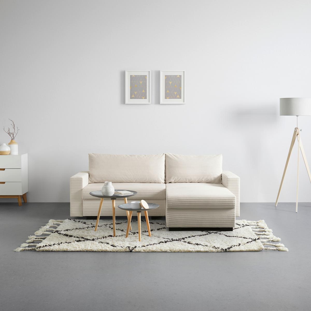 Rohová sedačka GENEVE, oboustranná, béžový manšestr - černá/béžová, Konvenční, textil/plast (225/86/167cm) - Mömax
