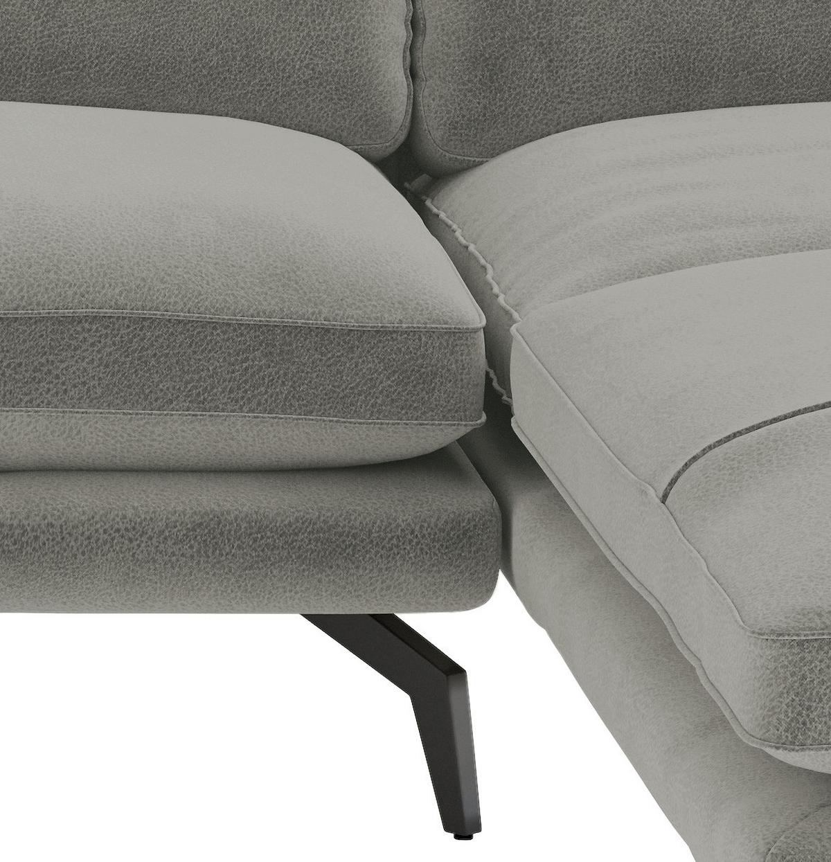 Ecksofa Bali - Champagner/Schwarz, Design, Textil (250/202cm) - Livetastic