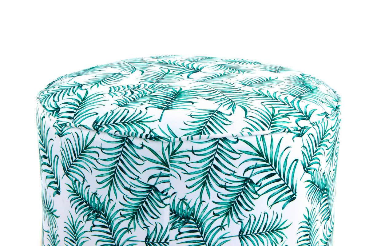 Stapelhocker Indira Flower Weiß Grün H: 32/36 cm 2er-Set - Weiß/Grün, Basics, Kunststoff/Textil (45+58cm) - Kayoom