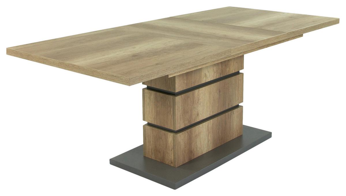 Esstisch ausziehbar Bea 140-190x86 cm Eiche Dekor - Anthrazit/Braun, MODERN, Holzwerkstoff (140/86/75cm) - MID.YOU