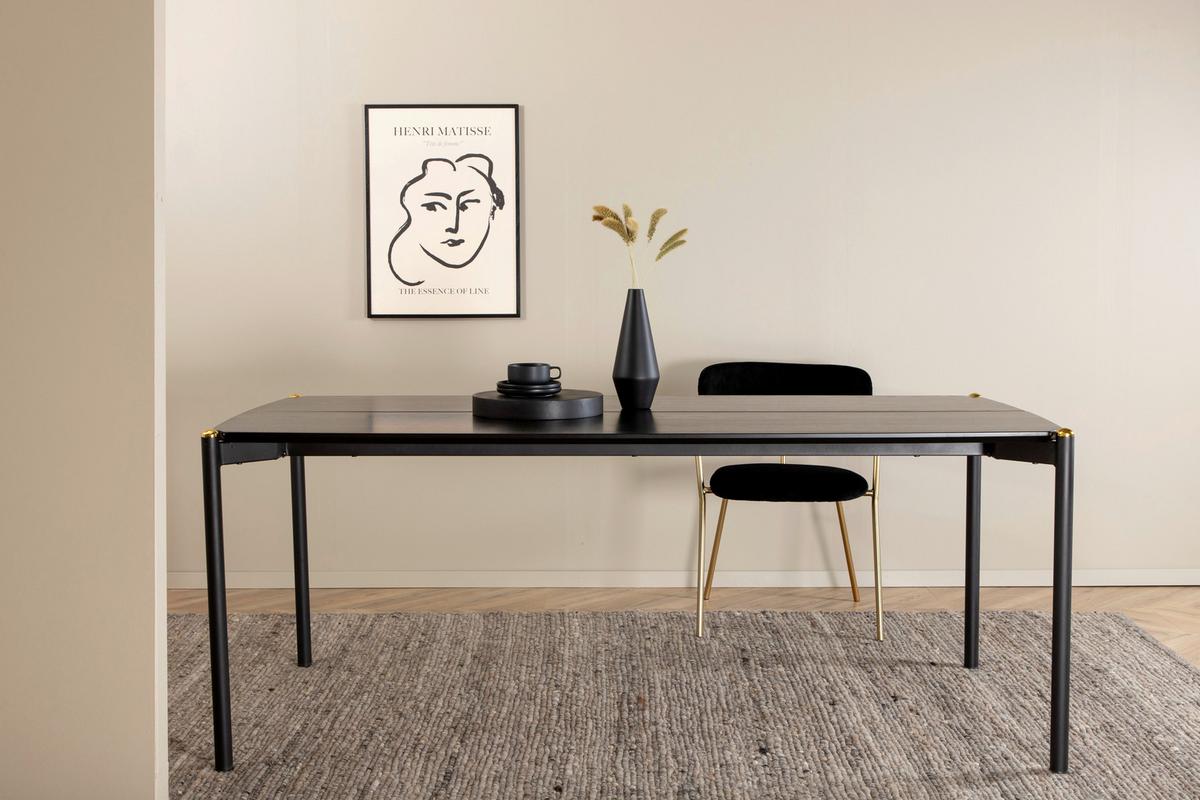 Esstisch Pelle - Schwarz, Design, Holzwerkstoff/Metall (190/90/75cm) - Livetastic