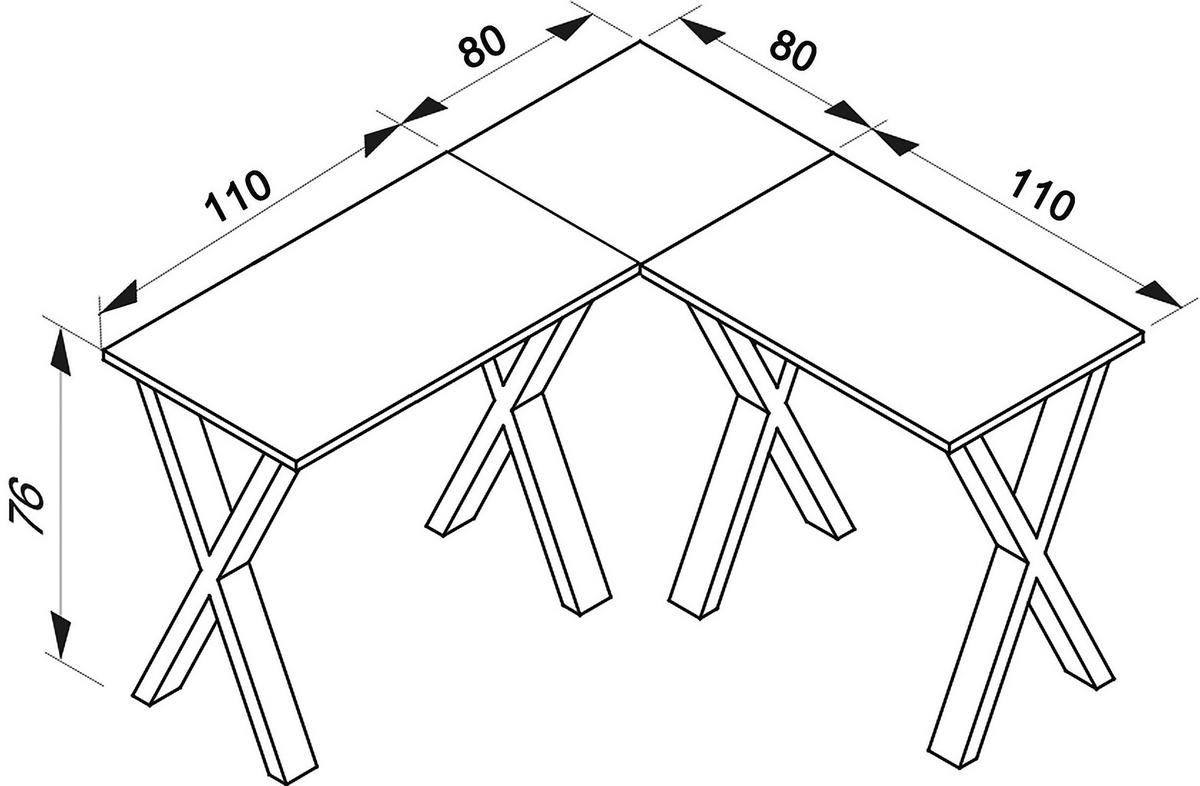 Eckschreibtisch Lona Weiß B: 80 Cm - Silberfarben/Weiß, MODERN, Holzwerkstoff/Metall (190/80/76cm) - MID.YOU