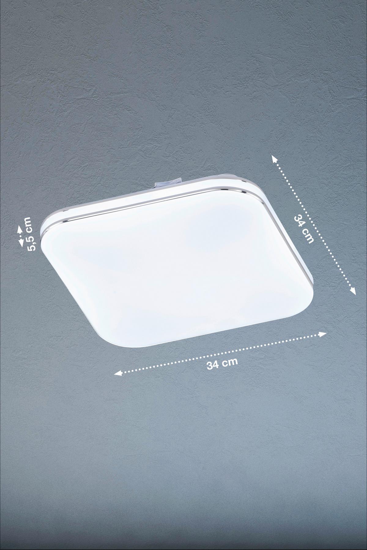Led-deckenleuchte 21126 Porto - Chromfarben/Weiß Hochglanz, KONVENTIONELL, Glas (34/34cm) - Fischer & Honsel