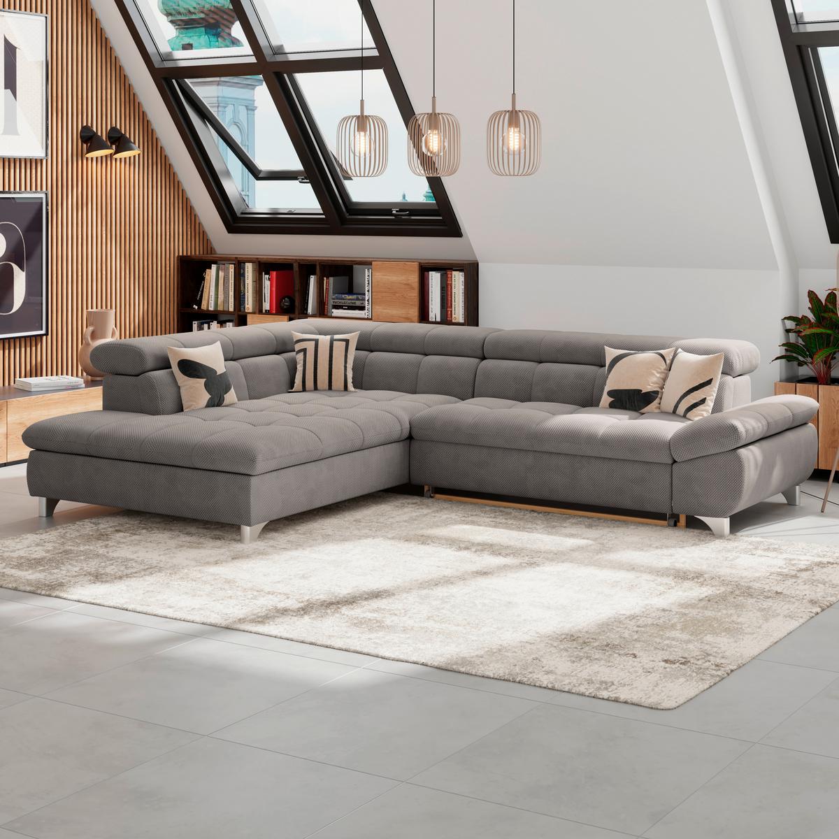 Ecksofa Gemini Braun, B: 234cm - Chromfarben/Braun, KONVENTIONELL, Textil (234/312cm)