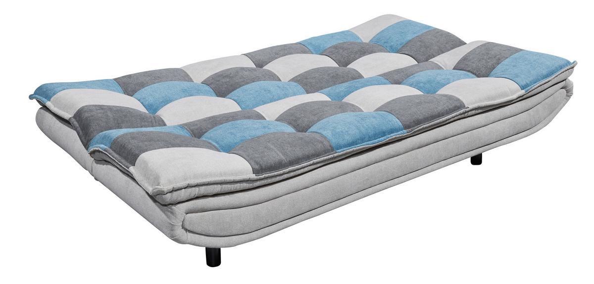 Schlafsofa Mit Bettkasten Patch, Mischgewebe - Blau/Dunkelgrau, Basics, Holzwerkstoff/Textil (188/90/89cm) - MID.YOU