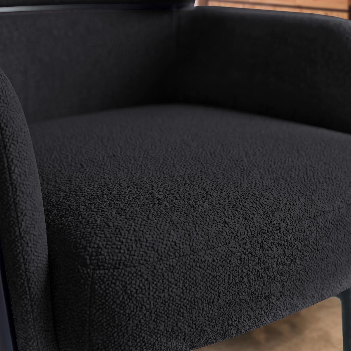 Židle s područkami Chloe, černé, čalouněné - černá, Moderní, kov/textil (62/79/59,5cm) - Bessagi Home
