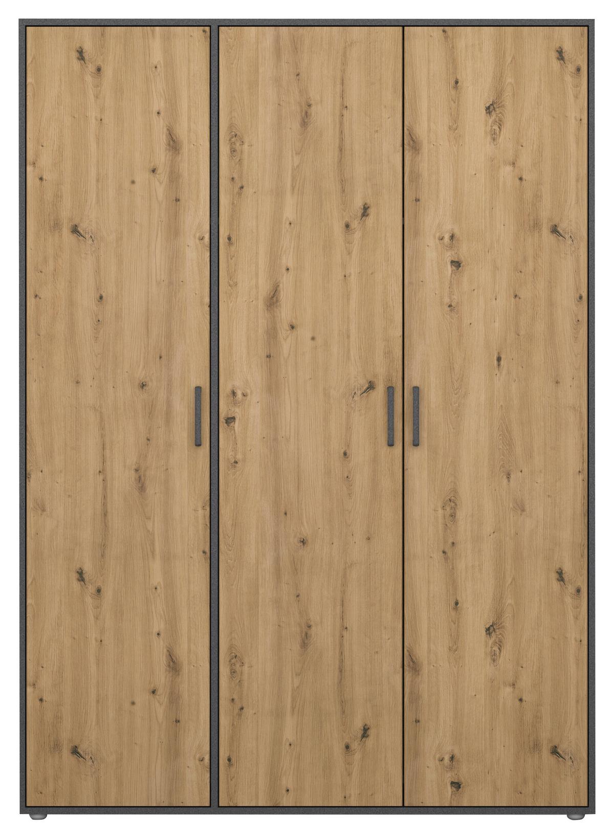 Drehtürenschrank Voyager Grau,eiche Artisan B: 140 cm - Eiche Artisan/Grau, MODERN, Holzwerkstoff (140/194/53cm) - Rauch Möbel