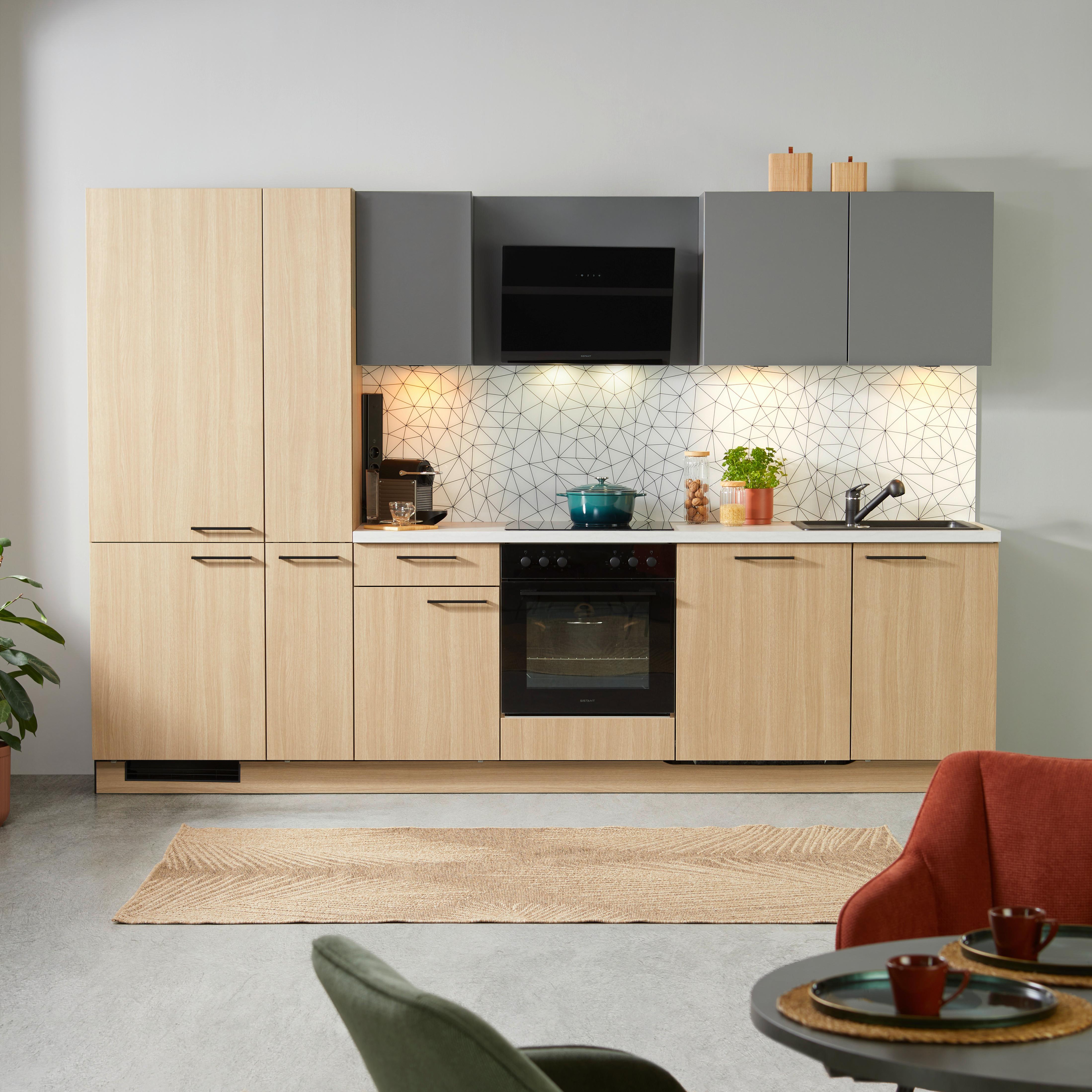 Küchenblock Plan B: 310 Cm In Anthrazit, Eichefarben - Eichefarben/Anthrazit, MODERN, Holzwerkstoff (310cm) - Express-Kuechen