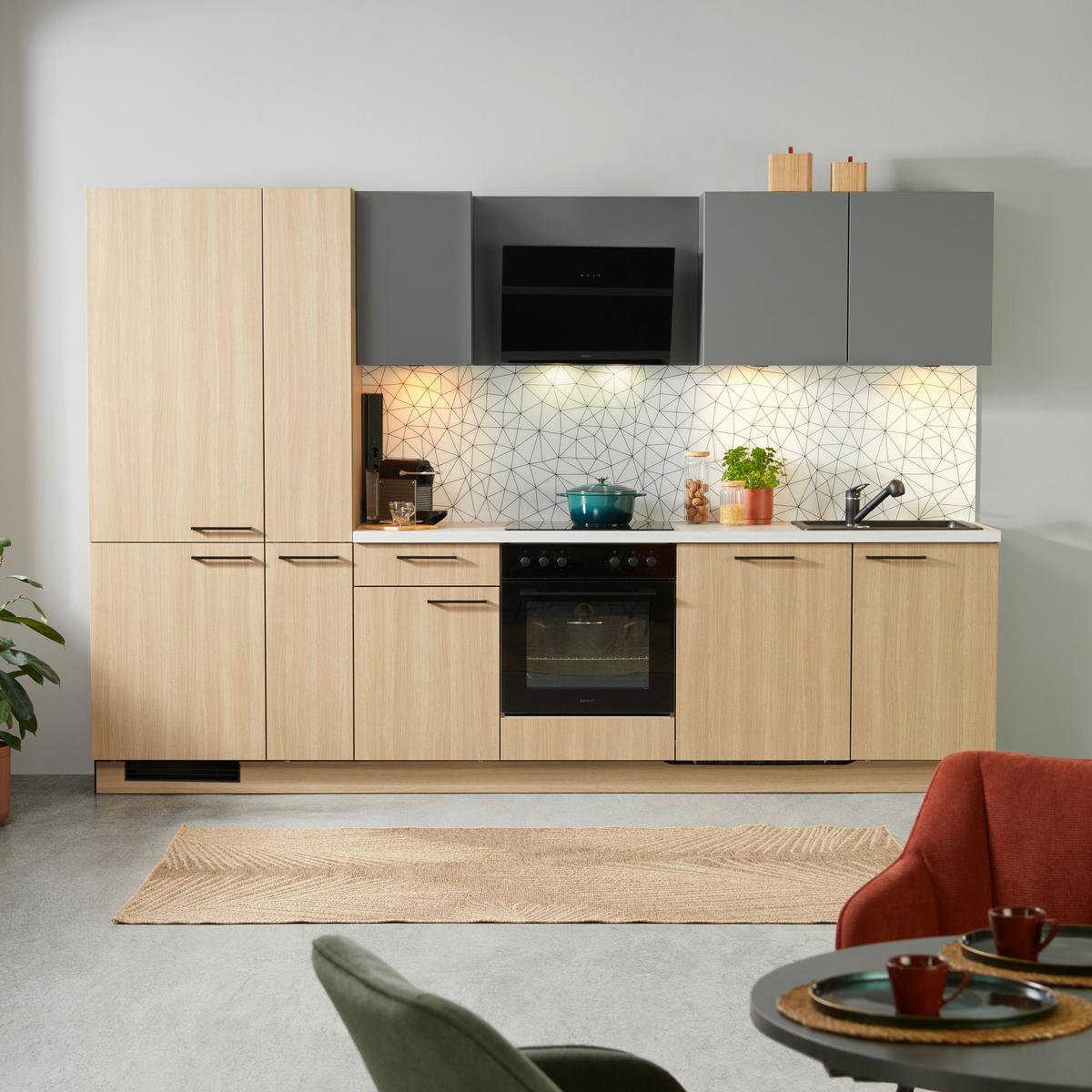 Küchenblock Plan/win - Eichefarben/Anthrazit, MODERN, Holzwerkstoff (310cm) - Express-Kuechen