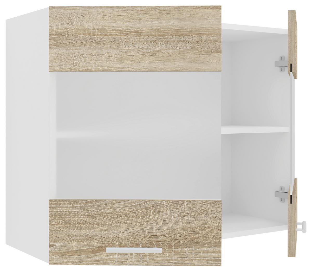 Küchenoberschrank Esilo B: 80 cm Weiß/Eiche Dekor - Weiß/Sonoma Eiche, KONVENTIONELL, Glas/Holzwerkstoff (80/60/31cm) - MID.YOU