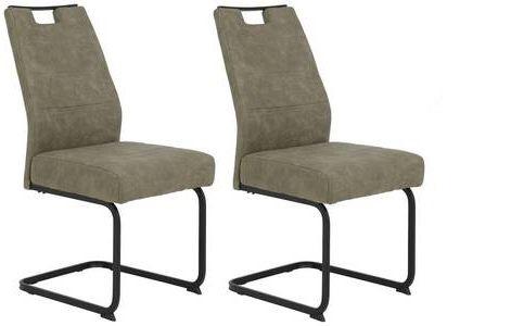 Schwingstuhl Kerstin S Schlammf. Gepolstert 2er-Set - Schlammfarben/Schwarz, MODERN, Textil/Metall (49/100/61cm) - MID.YOU