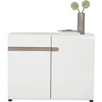 Kommode Linate B: 109,4 cm Alpinweiss/Trüffel Eiche Dekor - Weiß Hochglanz/Trüffeleichefarben, MODERN, Holzwerkstoff (109,4/86,5/41,9cm)