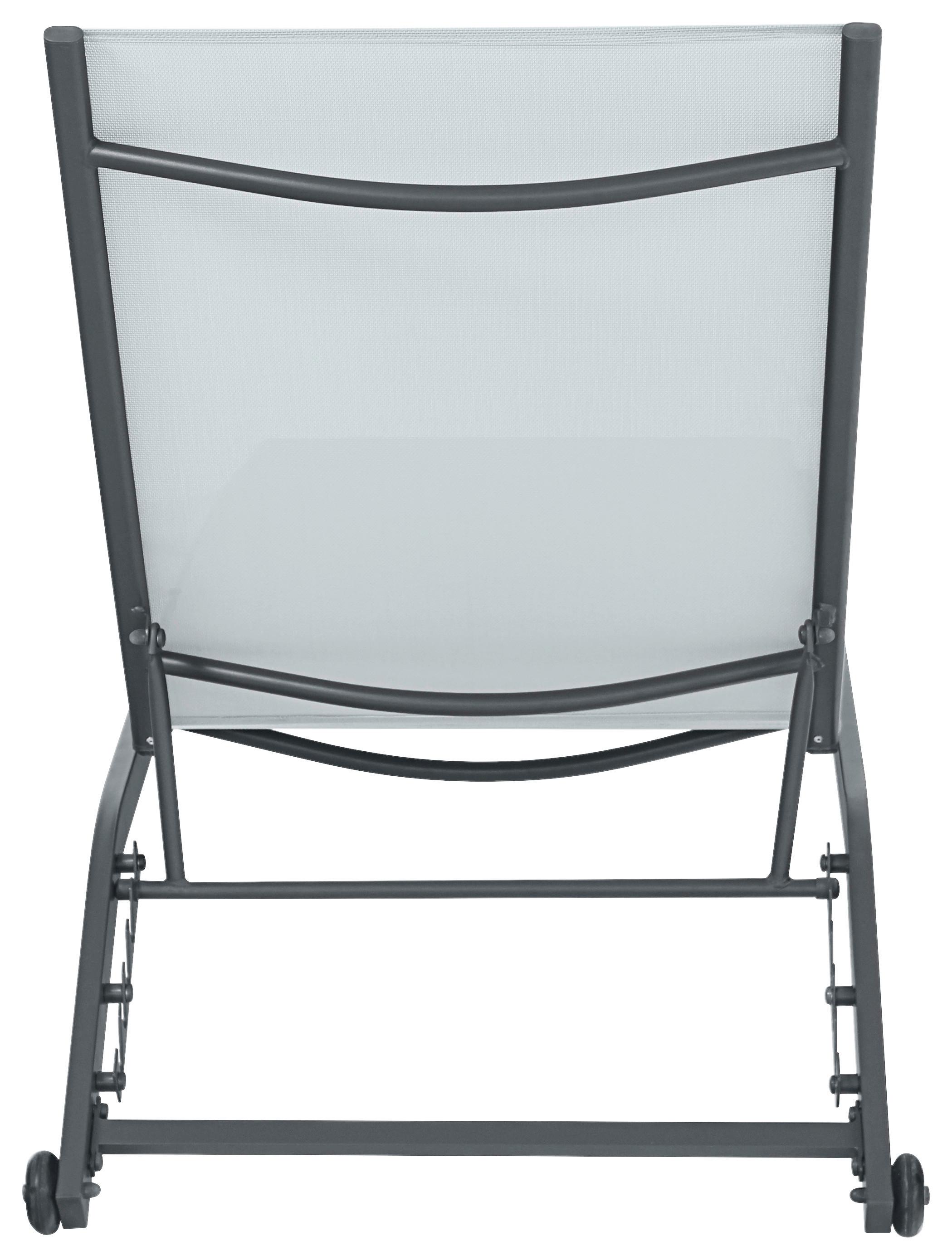Sonnenliege Chaise Metall Verstellbar - Anthrazit/Weiß, Basics, Metall (195/90/63cm)