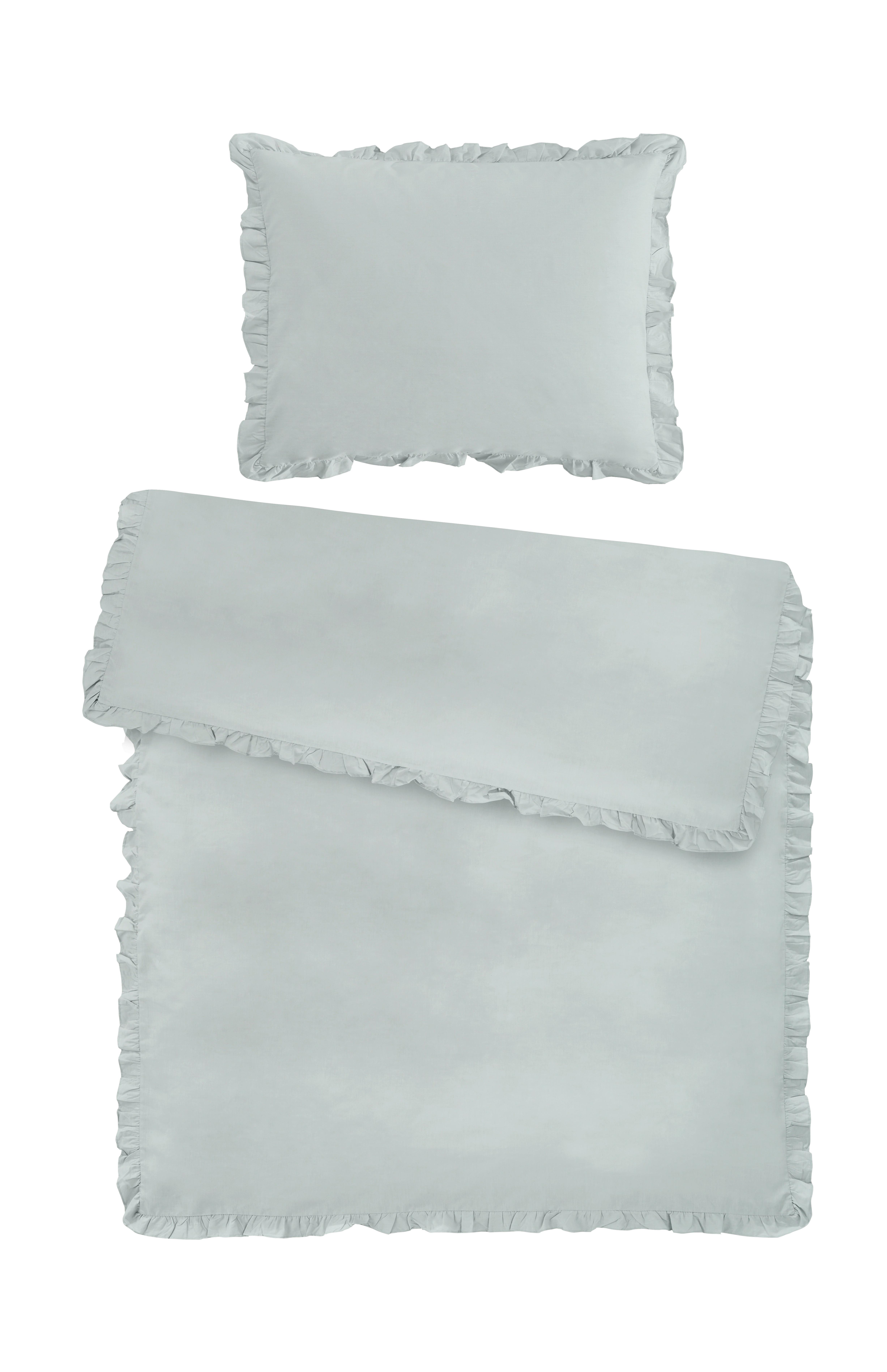 Posteľná bielizeň Ruschen, 70/90 140/200cm - šalviovozelená, Romantik / Landhaus, textil (140/200cm) - Modern Living