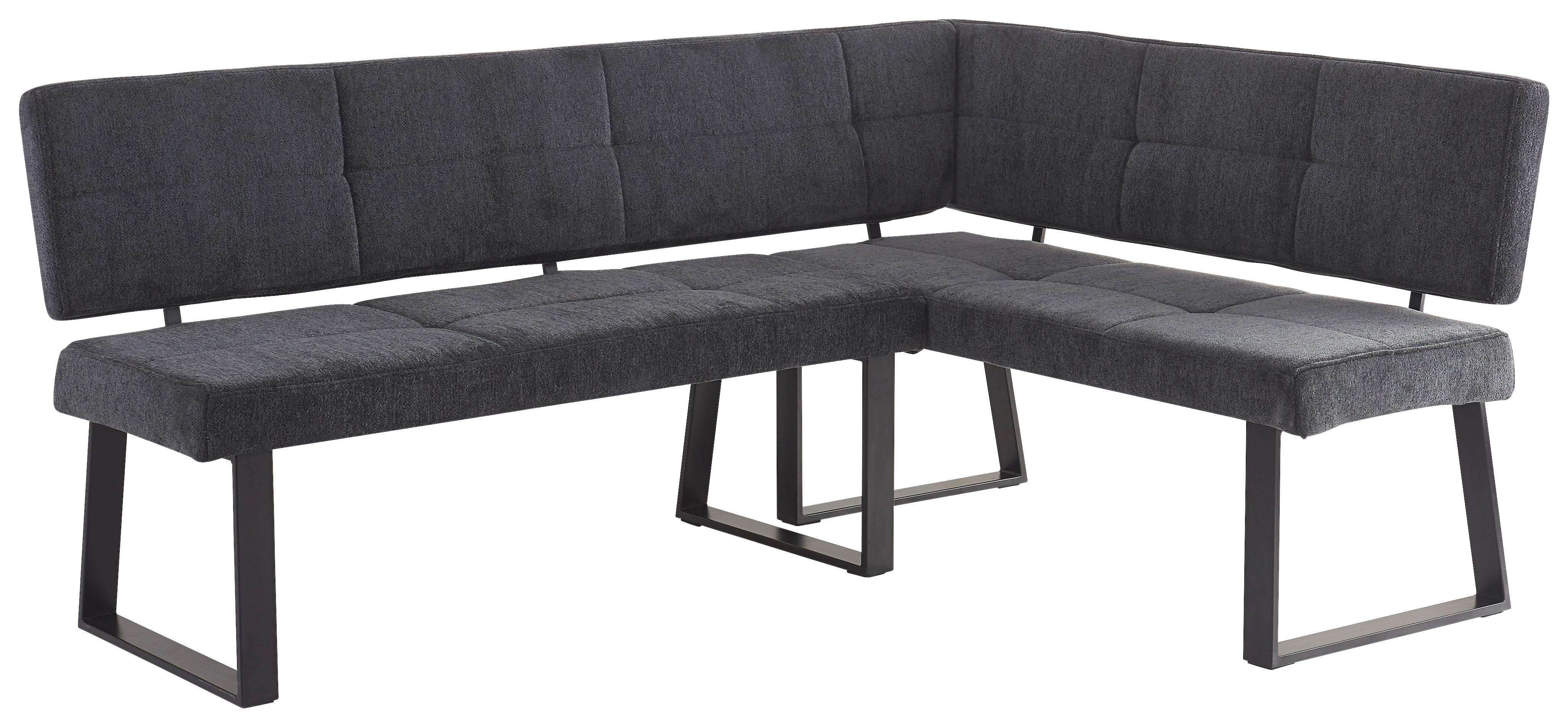 Eckbank Magnus Dunkelgrau, S: 193x141 cm - Dunkelgrau/Schwarz, LIFESTYLE, Textil/Metall (193/141cm) - MID.YOU