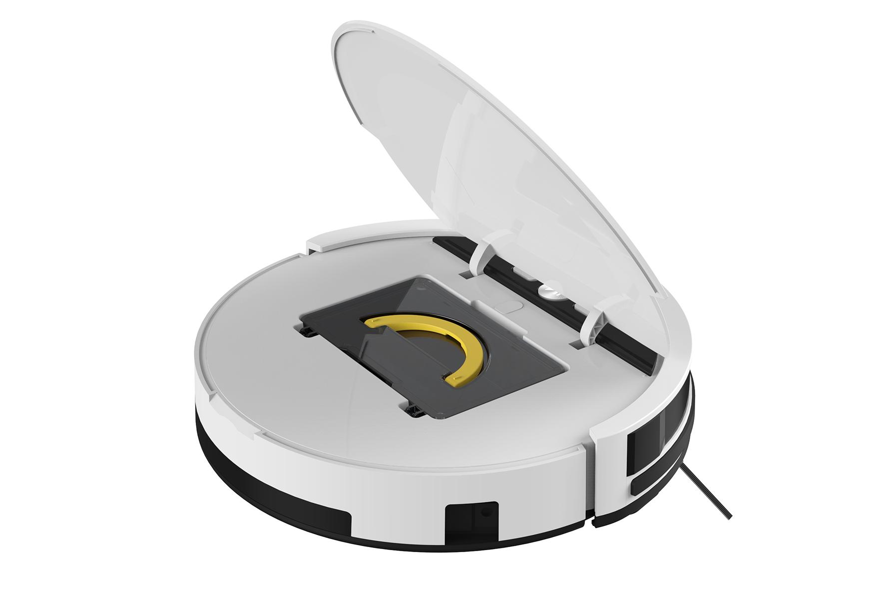 Staubsaugerroboter aus Kunststoff mit Wassertank und Staubbehälter