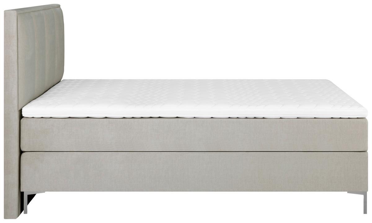 Boxspringbett Graz 140x200 cm Beige inkl. Topper - Beige/Alufarben, MODERN, Textil (140/200cm) - MID.YOU