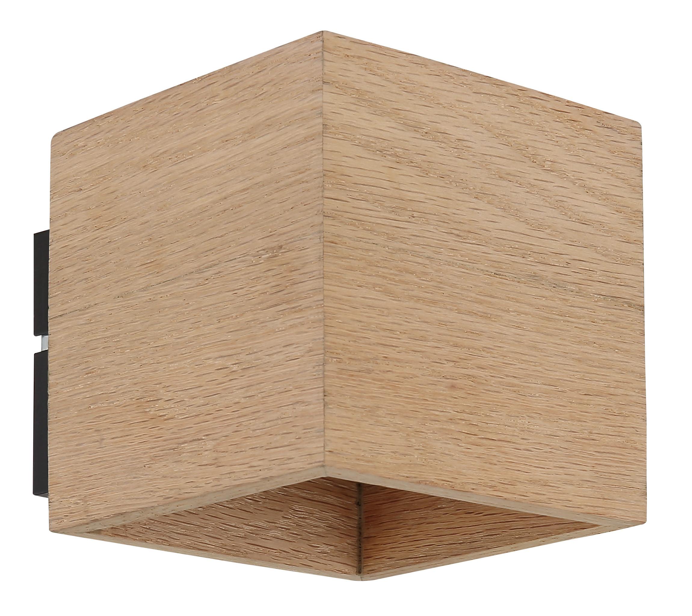 Wandleuchte Holz/Metall 230V Braun/Schwarz - Schwarz/Braun, Design, Holz/Metall (11/11cm) - Globo