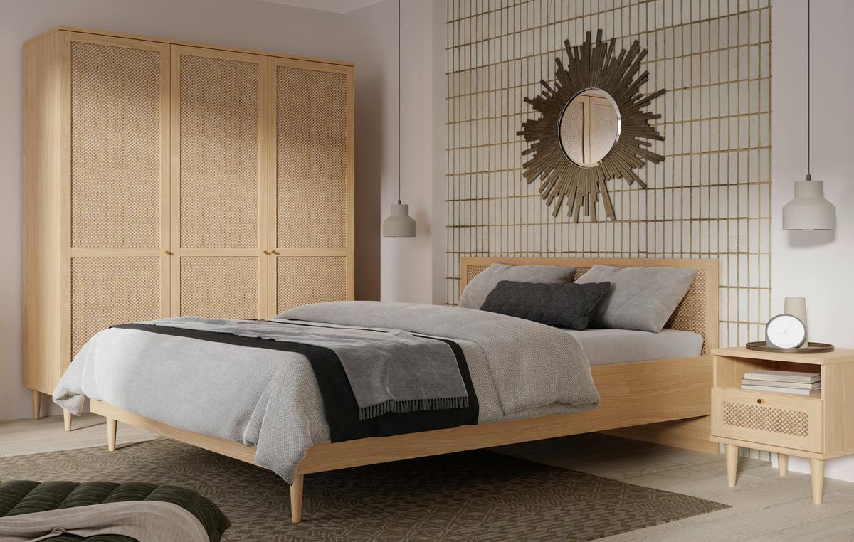 POSTEĽ CALASETTA - farba duba/béžová, Natur, kompozitné drevo (180/200cm)