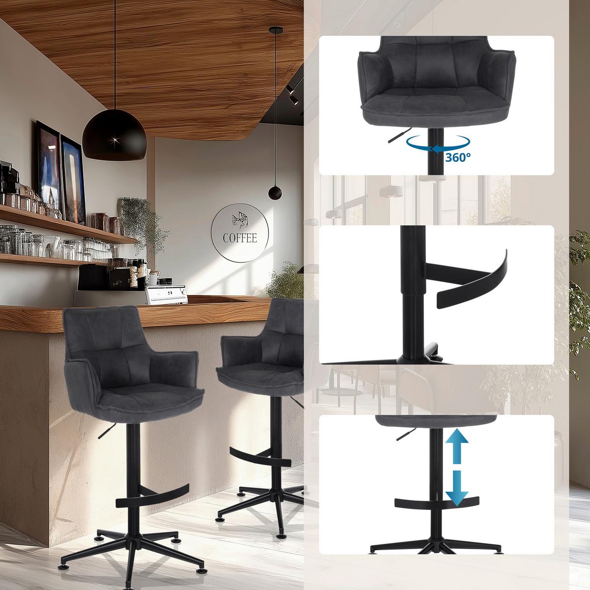 Barhocker Soalo Life High Anthrazit B: 55 Cm - Anthrazit/Schwarz, MODERN, Kunststoff/Textil (55/93/56cm) - MID.YOU