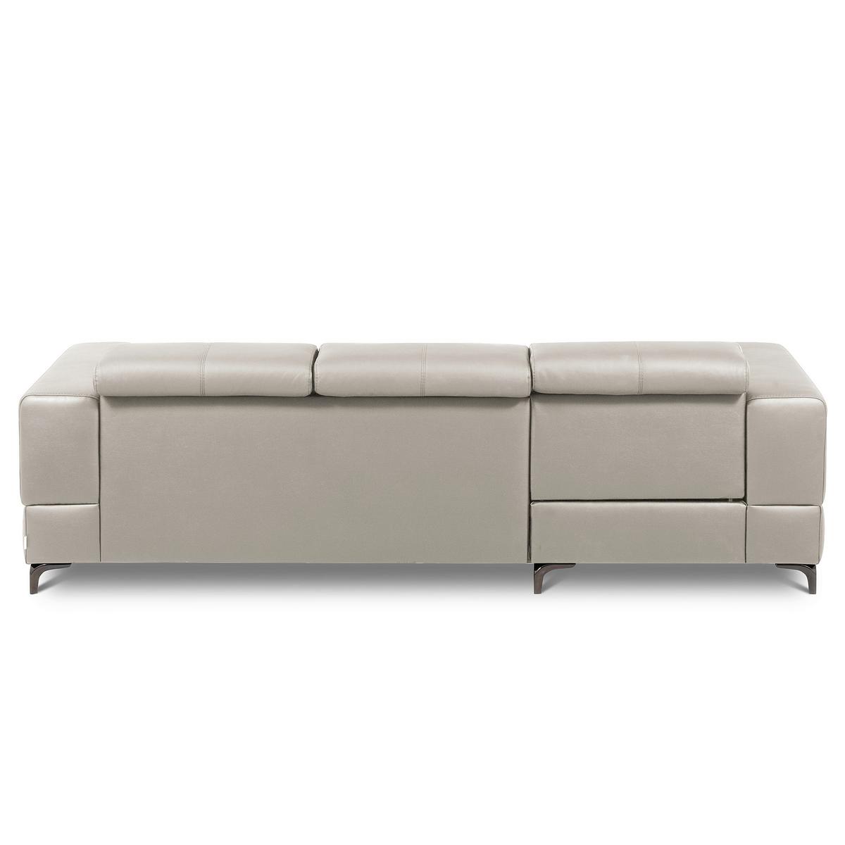 Ecksofa Torino Teilleder Platinfarben 173x247 - Platinfarben/Schwarz, Design, Leder/Textil (173/247cm) - Livetastic