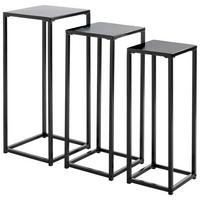 3-dielna sada stojanov na kvety Blackburn - čierna, Modern, kov (30/71/30cm)