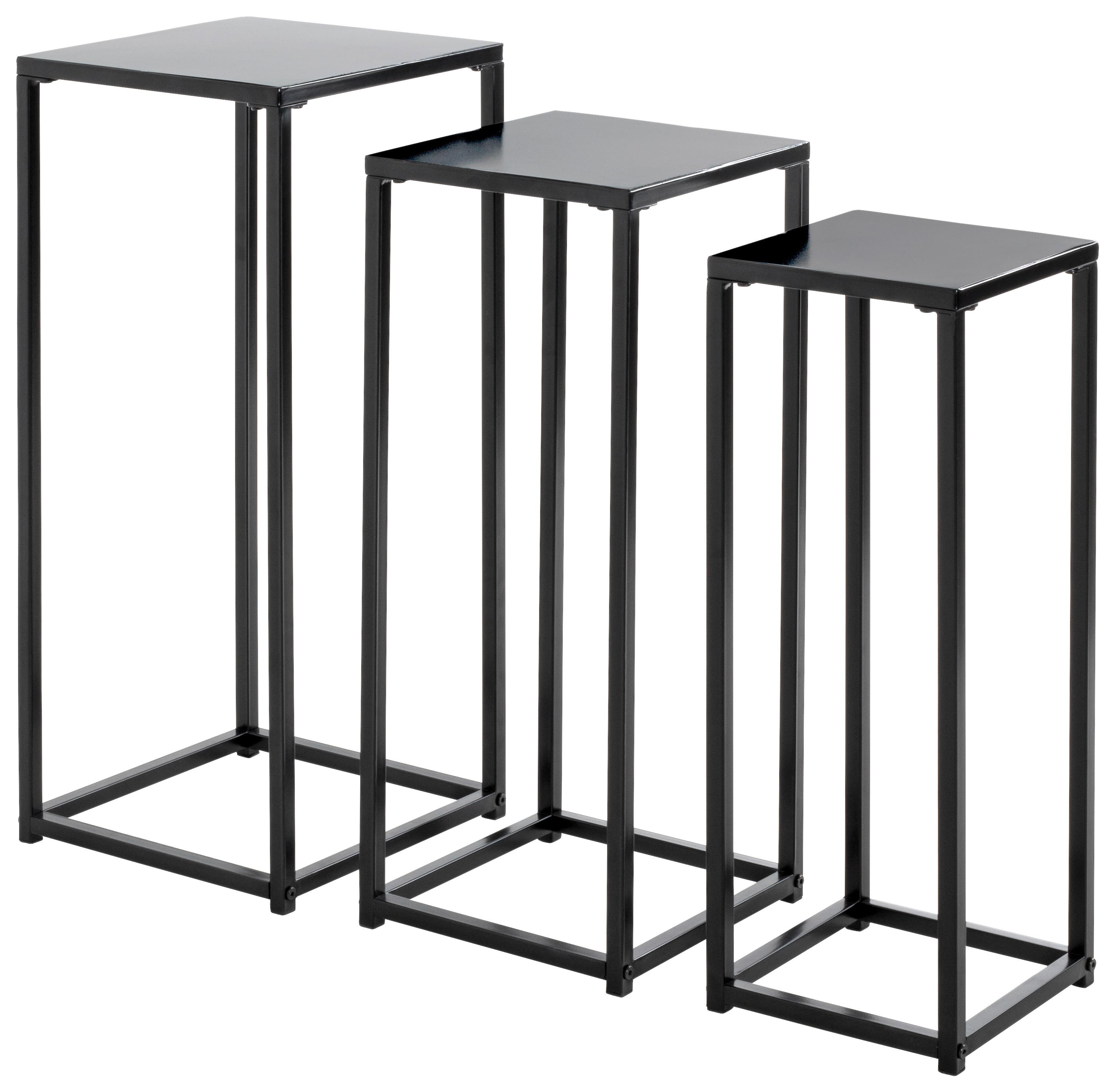 Blumensäule 3er-set Metall Mit Ablagefläche Schwarz Blackburn