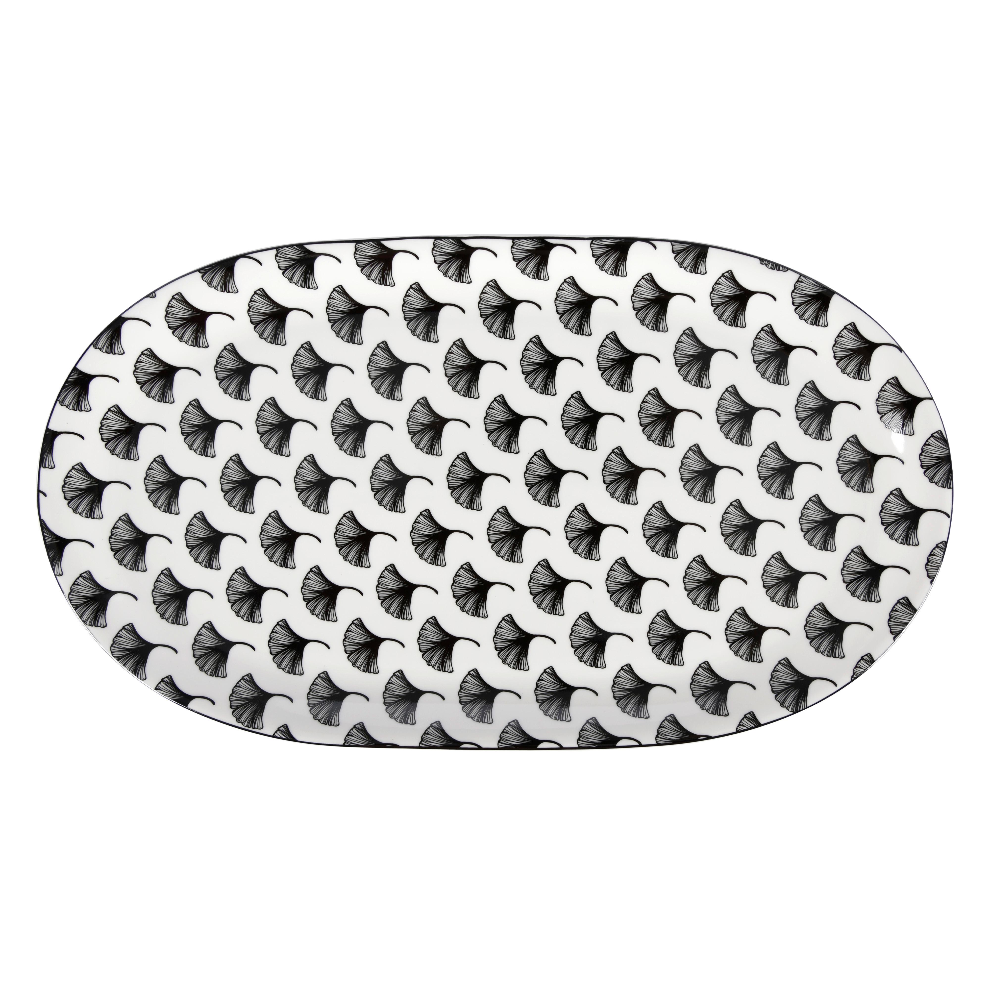 Servírovací podnos Shiva, Ø: ,37,5cm - bílá/černá, Lifestyle, keramika (37,5cm) - Premium Living