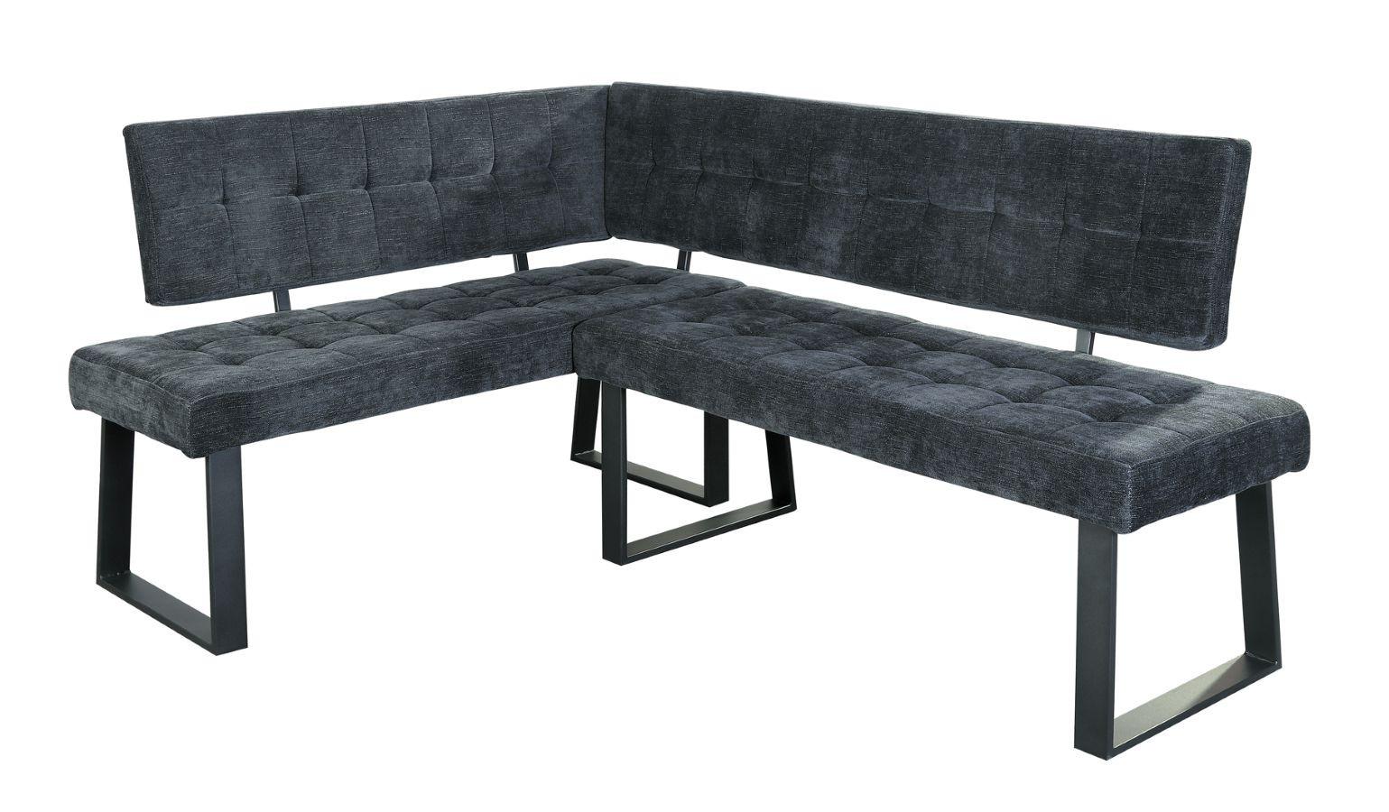 Eckbank Dunkelgrau Polyester Laslo 134x185 cm - Dunkelgrau/Schwarz, MODERN, Textil/Metall (134/185cm) - MID.YOU
