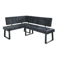 Eckbank Dunkelgrau Polyester Laslo 134x185 cm - Dunkelgrau/Schwarz, MODERN, Textil/Metall (134/185cm) - MID.YOU