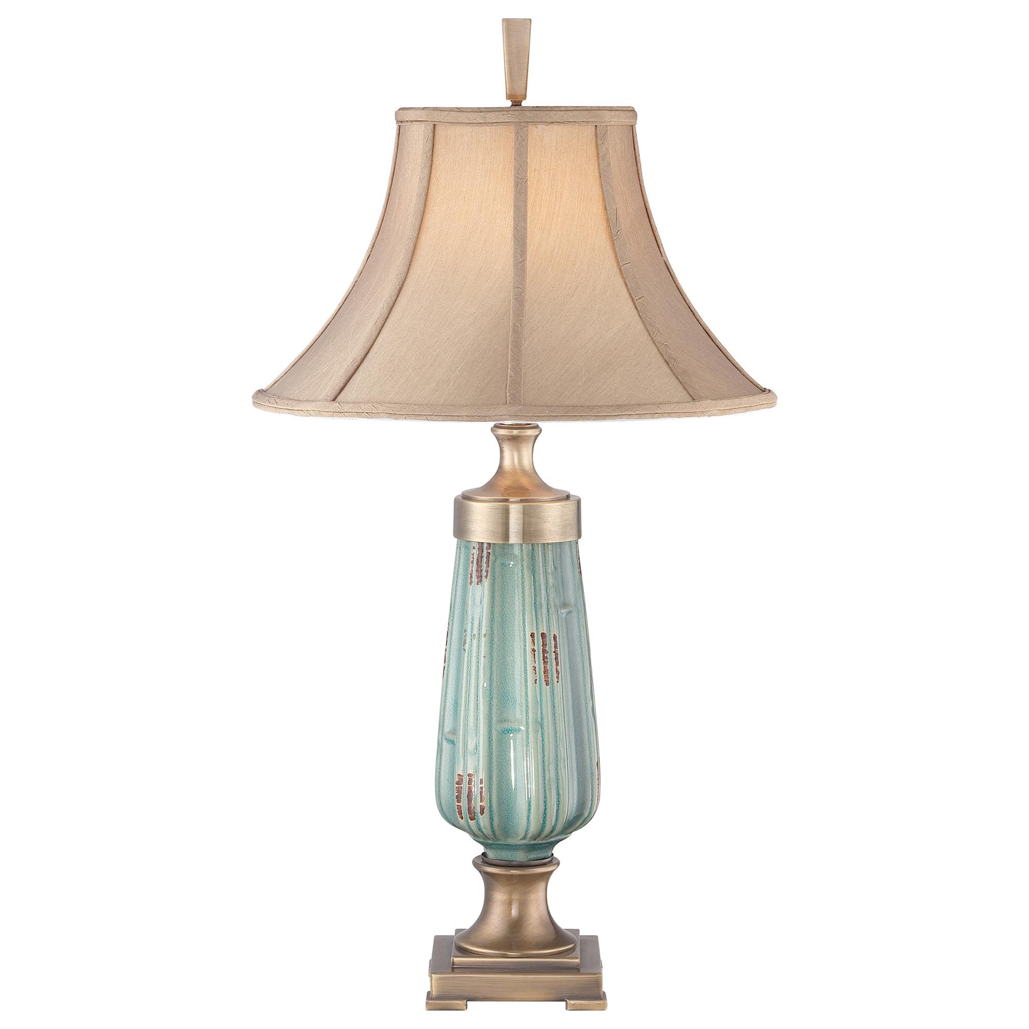 Tischlampe Monteverde Grün/Messingfarben - Messingfarben/Grün, Natur, Keramik (45.7/45,7/86,4cm) - Elstead Lighting