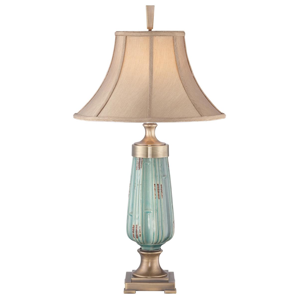 Tischlampe Monteverde Grün/Messingfarben - Messingfarben/Grün, Natur, Keramik (45.7/45,7/86,4cm) - Elstead Lighting