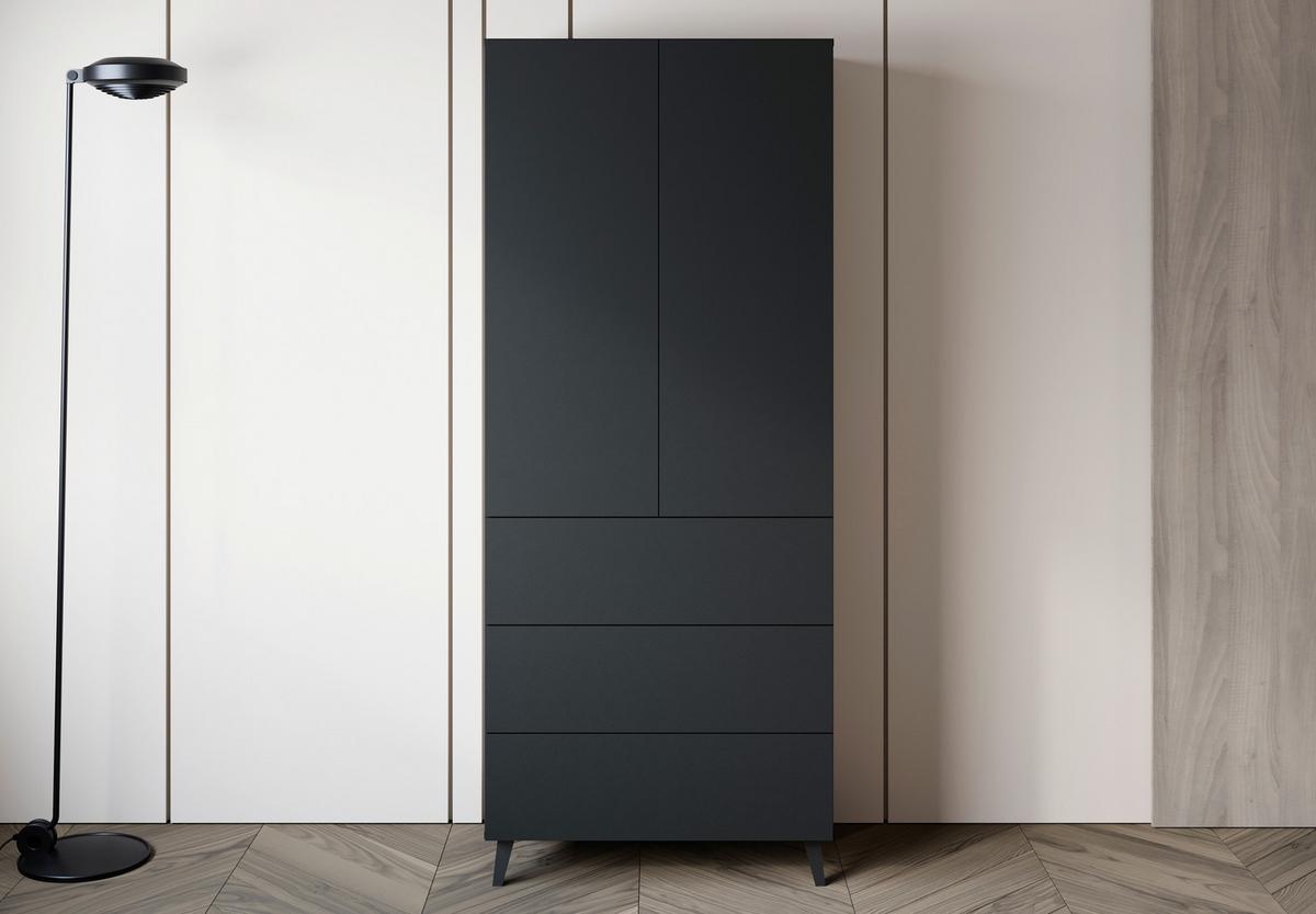 Vysoká komoda PHUKET 70 - čierna, Design, kompozitné drevo/plast (70/170/39cm) - P & B