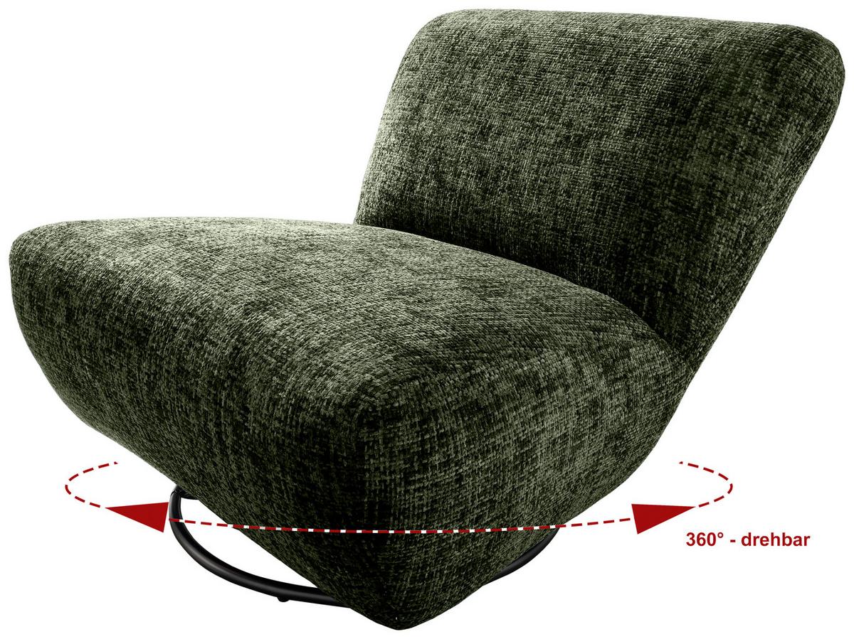 XXL-Sessel Cremallo, Dunkelgrün B: 95 cm - Dunkelgrün/Schwarz, Trend, Textil (95/77/94cm) - Livetastic